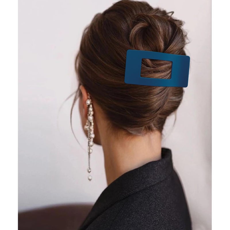 Velscrun Flat Hair Clips for Women Girls, Matte Lay Flat Claw Clips, Strong Hold Large Side Hair Clip All Hair Types, French Duck Billed Non Slip Grip Daily Styling Hair Jaw Claw Clip Blue - Image 4