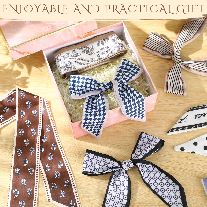 Chicingyou 10 Pcs Purse Scarf Headband Scarves Women Skinny Hair Scarf Handbag Ribbon Headband Accessories Neck Decorative(Classic) - Image 4