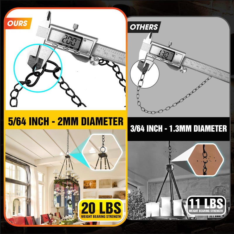 PAMAZY [Upgraded] 50FT Black Electroplated Steel Hanging Chain Roll, Pliers Included, 20LBS Load Capacity, Durable, Rust-Resistant, Adjustable Length for Hanging Bird Feeders, Planters, Lanterns, Billboards - Image 3
