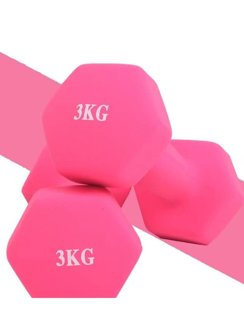 Scrolls Dumbbells Hand Weights Set of 2 - Vinyl Coated Exercise & Fitness Dumbbell for Home Gym Equipment Workouts Strength Training Free Weights for Women, Men (PINK, 3KGX2) - Image 1