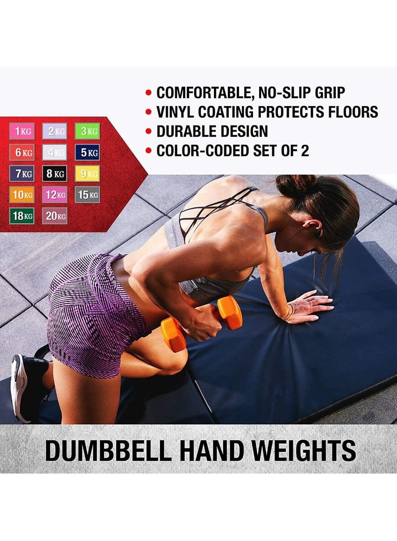 Scrolls Dumbbells Hand Weights Set of 2 - Vinyl Coated Exercise & Fitness Dumbbell for Home Gym Equipment Workouts Strength Training Free Weights for Women, Men (PINK, 3KGX2) - Image 5