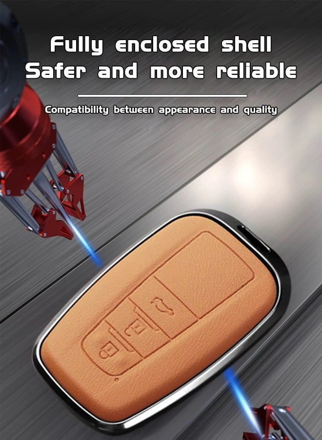 مفتاح غطاء حماية مناسبة لأنّ تويوتا سيارة مفتاح مصنوع من سبائك الزنك والجلود البقر أفضل حماية السيارة الأصلية الرئيسية أزياء مقاومة للاهتراء بسيطة الراقية - Image 3
