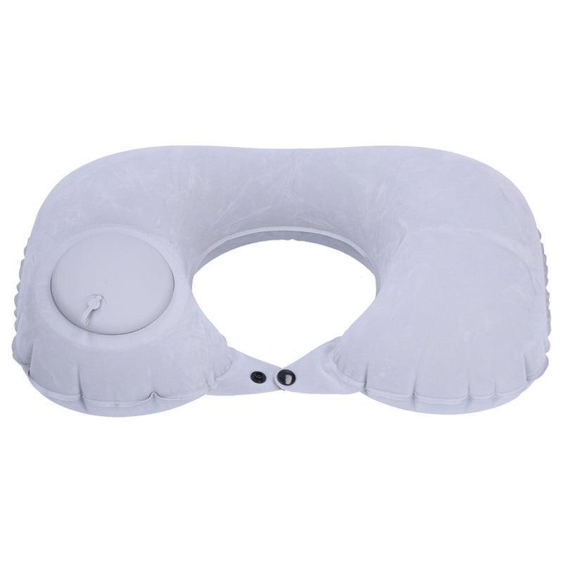 Inflatable Air Pillow U Shaped Press Automatic Inflation for Airplane Car Office Train HomeGray - Image 3