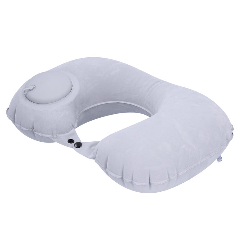 Inflatable Air Pillow U Shaped Press Automatic Inflation for Airplane Car Office Train HomeGray - Image 5