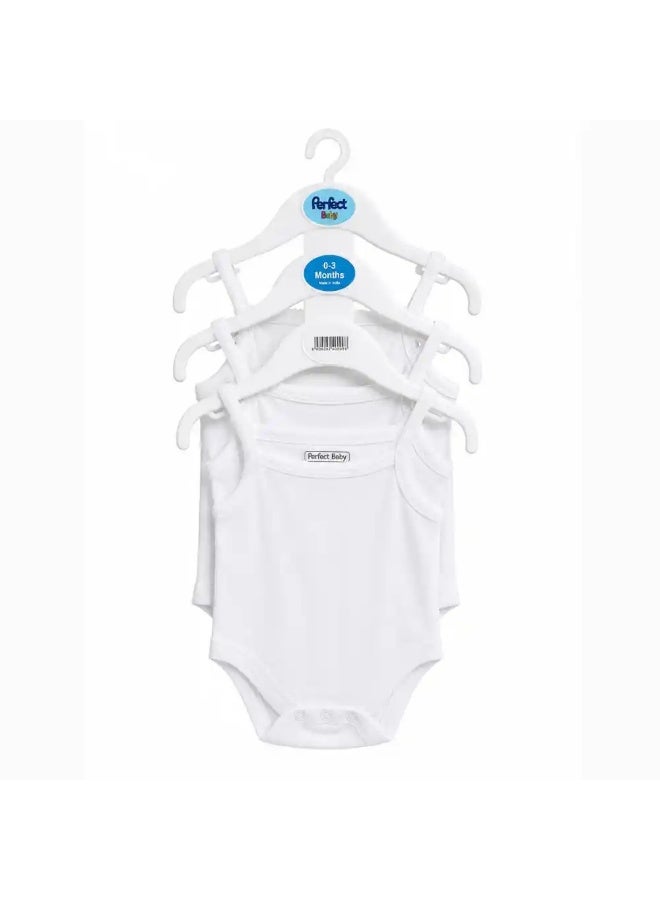 Perfect Baby Sleeveless Bodysuit Set - White, 3 Pieces, 0-3 Months