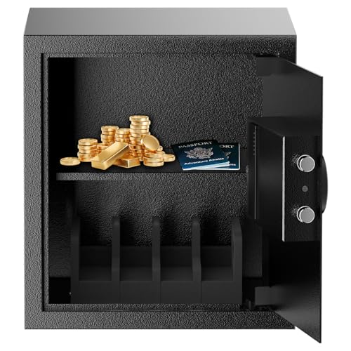 Bonsaii Safe Box with Holder and Removable Shelf, 1.2 Cu. Ft Steel Security Cabinet with Digital Keypad Lock and Type C Port for Home, Office, Valuables, Money, Jewelry, 12.99"W x 12.99"D x 14.17"H - Image 3