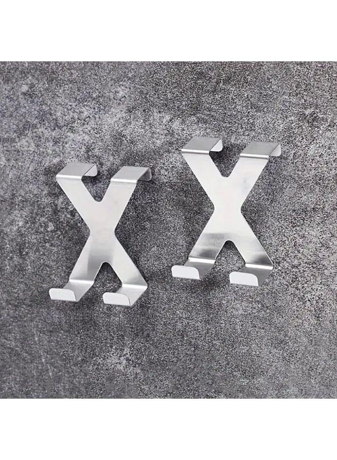 X شكل فوق الباب هوك 2 قطعة من الفولاذ المقاوم للصدأ متعدد الوظائف حامل الحمام - Image 5