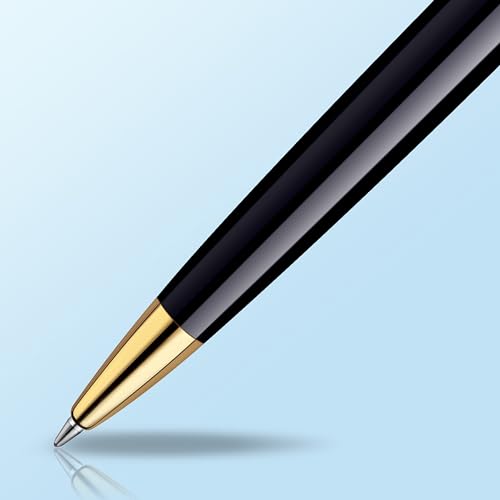 Waterman قلم حبر جاف واترمان هيميسفير | أسود لامع مع تزيين من الذهب عيار 23 قيراط | نقطة متوسطة | حبر أزرق | علبة هدايا - Image 4