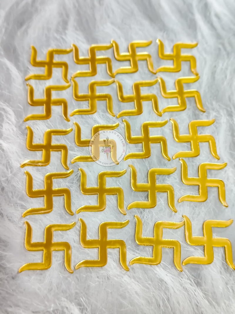 RH Gold Acrylic Cut Outs SWASTIK 1INCH 20PCS, for Resin Arts, MDF Art, Craft, Decoration, ETC... (SWASTIK 1 INCH) - Image 1