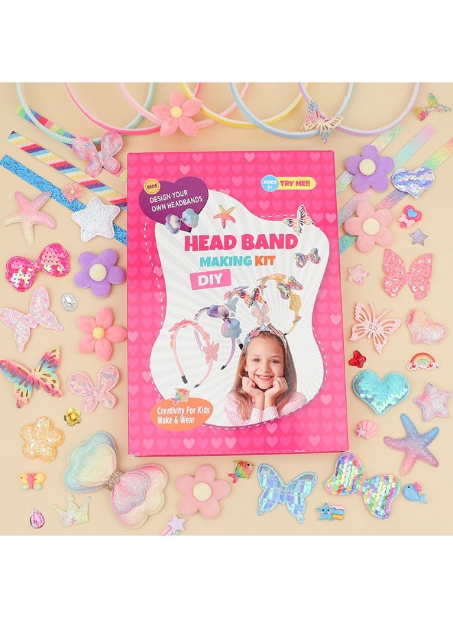 Capstro DIY Headband Making Kit Universal Edition – 6 Satin Headbands with Bows, Butterflies, Flowers, Glitter Stars, Ribbons, Resin Charms & Gems – Creative Arts & Crafts Gift for Girls Age 5+ - Image 2