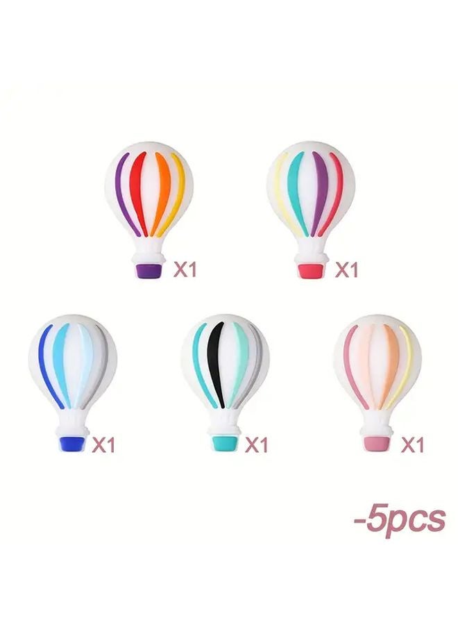 5pcs Non Toxic Hot Air Balloon Silicone Beads For DIY Jewelry Making Keychain - Image 1