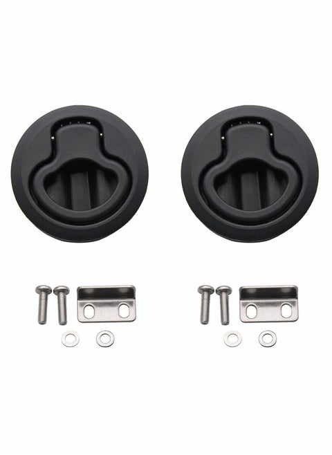 Slam Latch Hatch Round Pull Black Plastic Nylon for RV Boat Marine Deck 1/2'' Door Cabinet Hardware Pack of 2