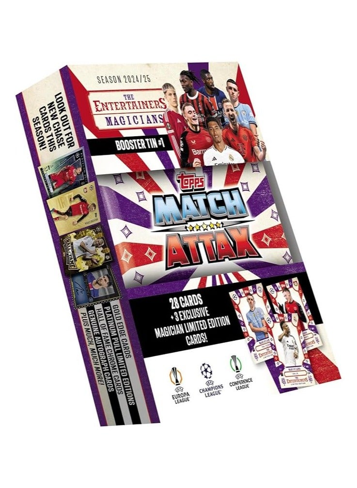 Topps Match Attax 24/25 Magicians Booster Tin – 28 Cards + 3 Magician LEs: Foden, Wirtz, Vini Jr - Image 1