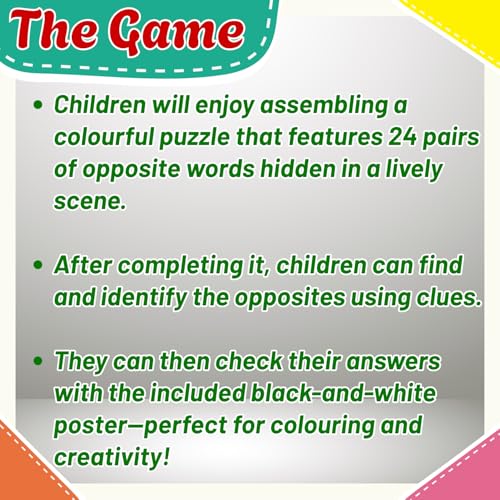 Creative's Opposites 3 in 1 | Educational Puzzles | Learning Opposite Words Puzzles | Fun Game for Kids | 25 Pieces Jigsaw Puzzles & Board Game | Ages 5 & Up - Image 3