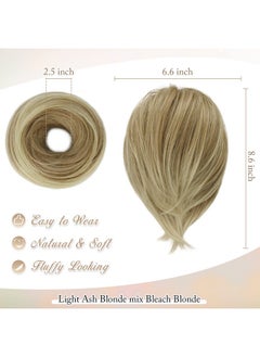 Hair Bun Ponytail Extension, Straight Synthetic Hairpiece Fully Short Ponytail Bun Extensions Hair Accessories Elastic Easy Scrunchie For Women (Light Ash Blonde Mix Bleach Blonde) - pzsku/Z879D4FE79A9A686A54D2Z/45/_/1733729988/3f19754a-bdde-4a0f-88c6-98b0bf311b00