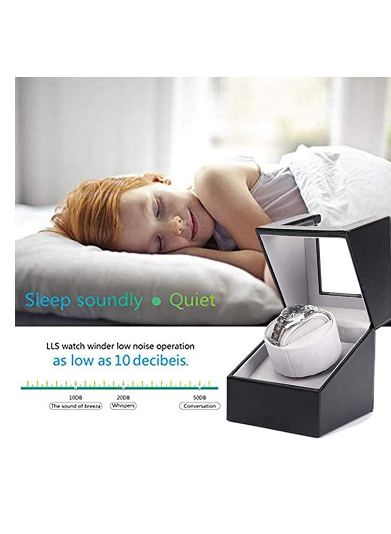 Watch Winder, Watch Winder Dust-Proof Box, PU Leather Self-Winding Mechanical Watch Box with Quiet Motor, Watches Rotation Storage Case Display Box for Automatic Mechanical Watches (black) - Image 5