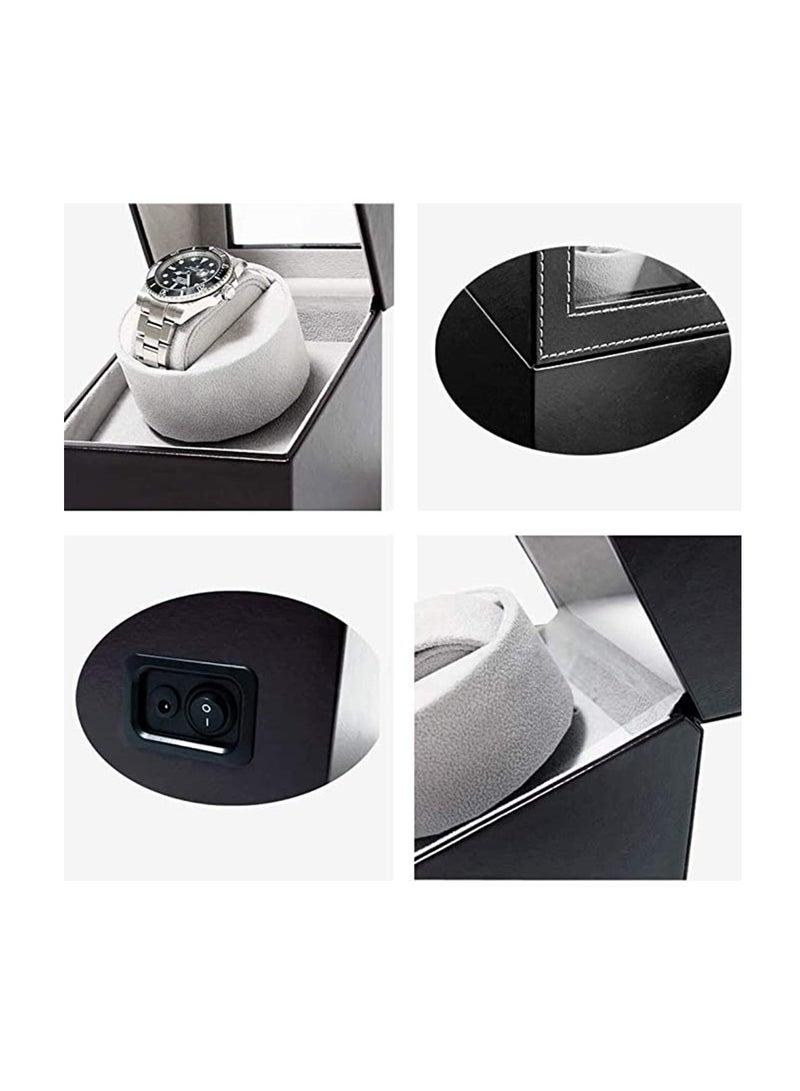 Watch Winder, Watch Winder Dust-Proof Box, PU Leather Self-Winding Mechanical Watch Box with Quiet Motor, Watches Rotation Storage Case Display Box for Automatic Mechanical Watches (black) - Image 4