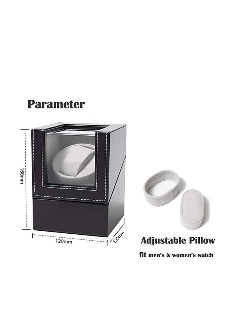 Watch Winder, Watch Winder Dust-Proof Box, PU Leather Self-Winding Mechanical Watch Box with Quiet Motor, Watches Rotation Storage Case Display Box for Automatic Mechanical Watches (black) - Image 2