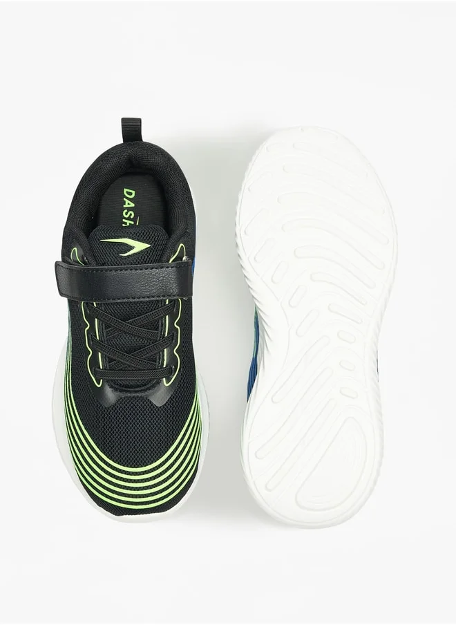 Dash Striped Sports Shoes with Hook and Loop Closure