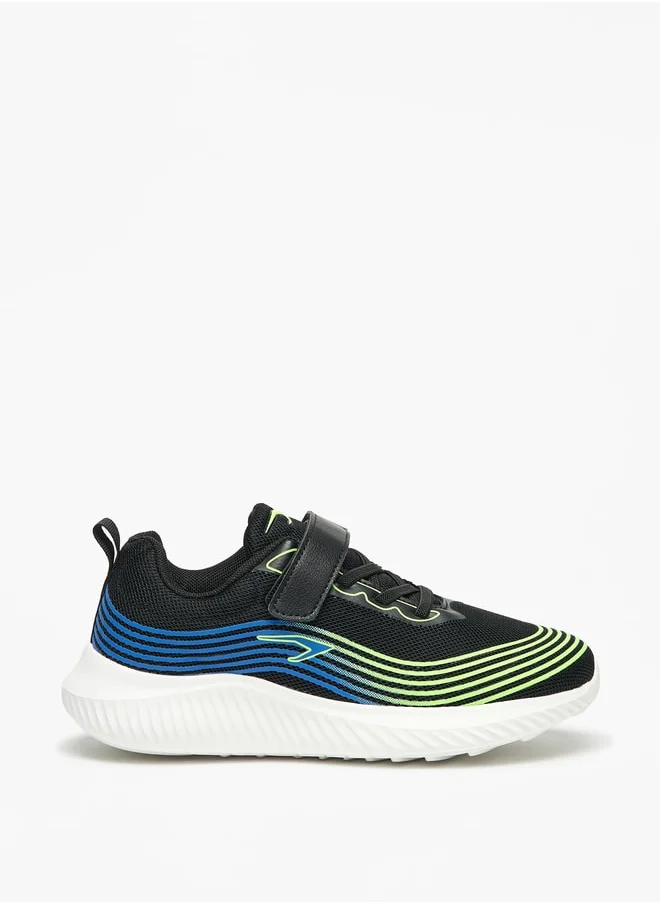 Dash Striped Sports Shoes with Hook and Loop Closure