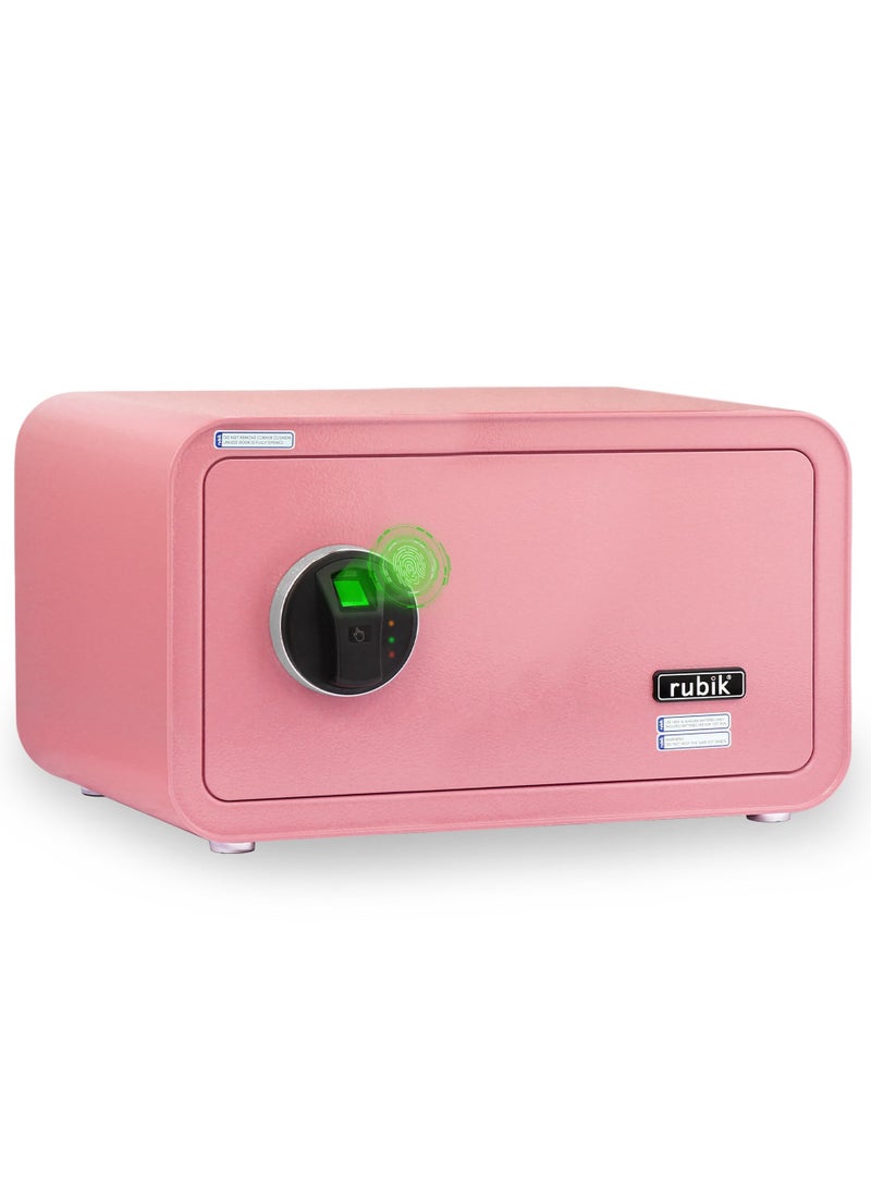 Rubik Wide Safe Box with Fingerprint Lock, A4 Document Size Biometric Safety Deposit Box for Money Documents Home Office RB23QCF (23x43x35cm) (flamingo pink) - Image 1