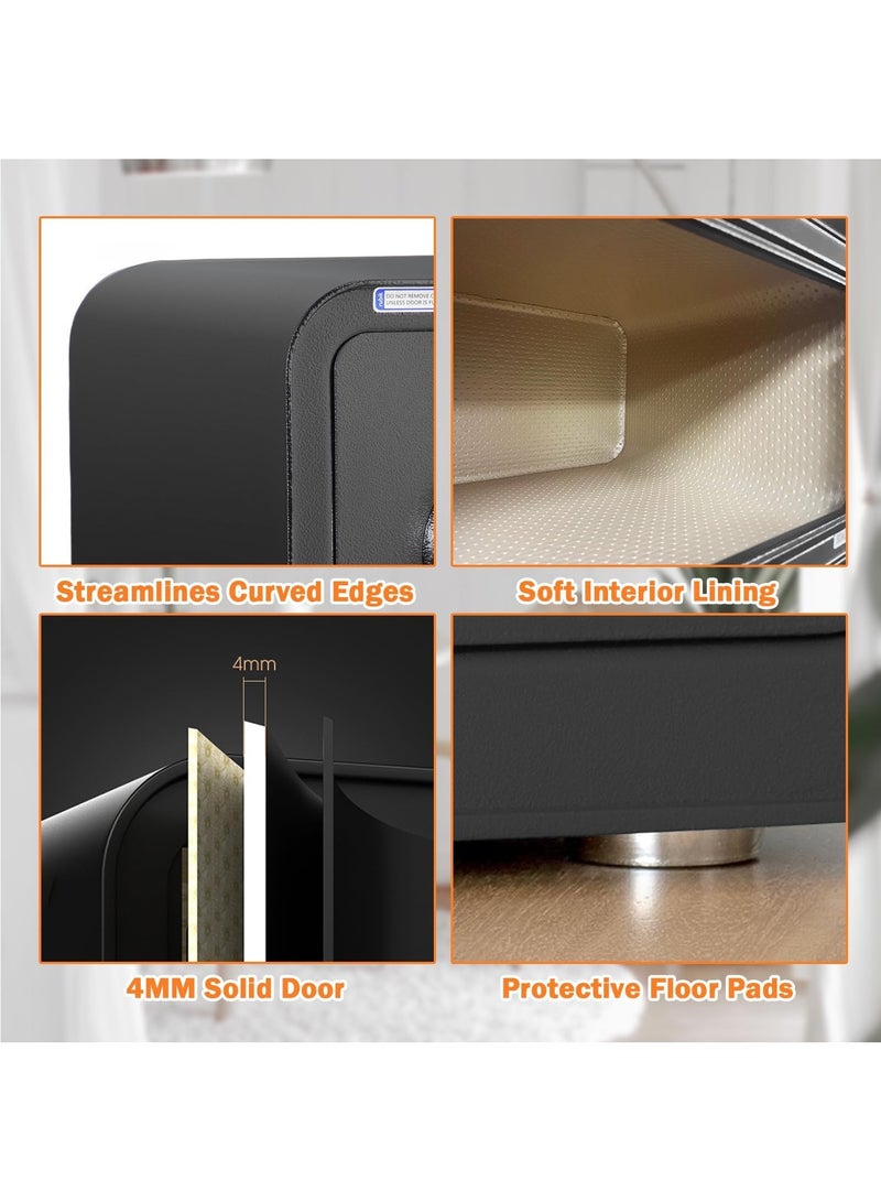 Rubik Wide Safe Box with Fingerprint Lock, A4 Document Size Biometric Safety Deposit Box for Money Documents Home Office RB23QCF (23x43x35cm) (flamingo pink) - Image 4