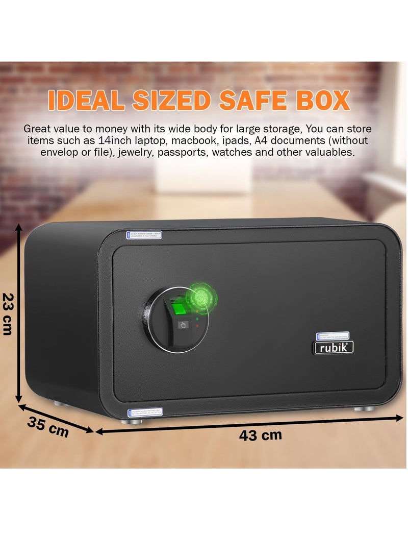 Rubik Wide Safe Box with Fingerprint Lock, A4 Document Size Biometric Safety Deposit Box for Money Documents Home Office RB23QCF (23x43x35cm) (flamingo pink) - Image 5