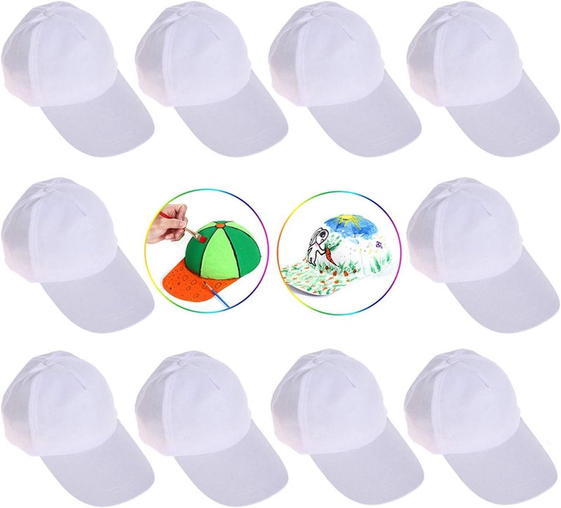 B bangcool DIY Kids Baseball Caps Hats - White DIY Creative Painting Polyester Sun Hat Sports Cap for Kids - Image 1