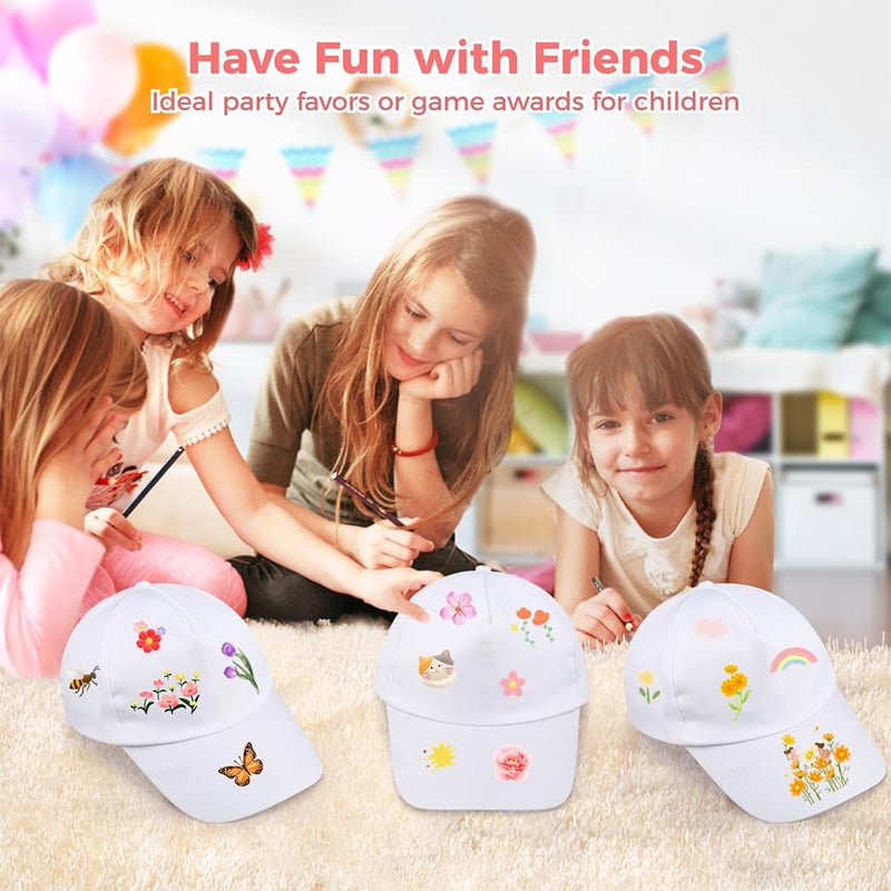 B bangcool DIY Kids Baseball Caps Hats - White DIY Creative Painting Polyester Sun Hat Sports Cap for Kids - Image 3