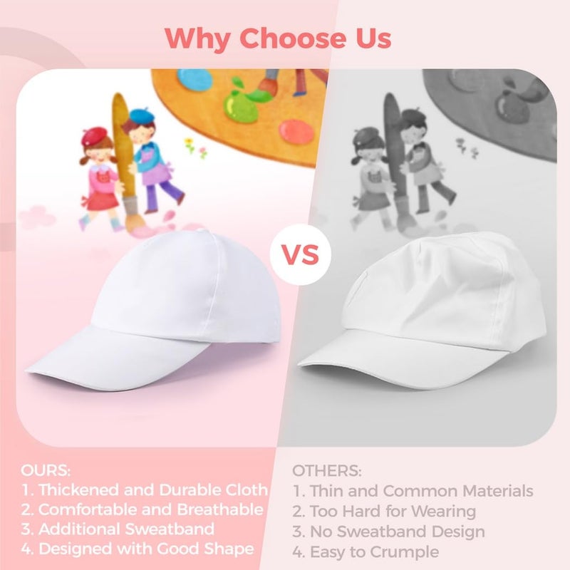 B bangcool DIY Kids Baseball Caps Hats - White DIY Creative Painting Polyester Sun Hat Sports Cap for Kids - Image 5