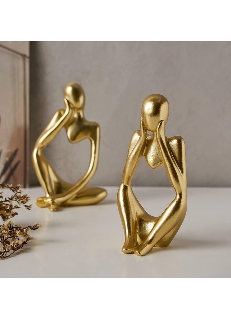 Gold Decor Thinker Statue Abstract Art Sculpture, Set Of 3, Gold - Image 4