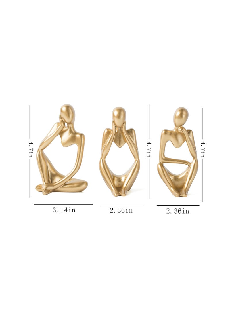 Gold Decor Thinker Statue Abstract Art Sculpture, Set Of 3, Gold - Image 5