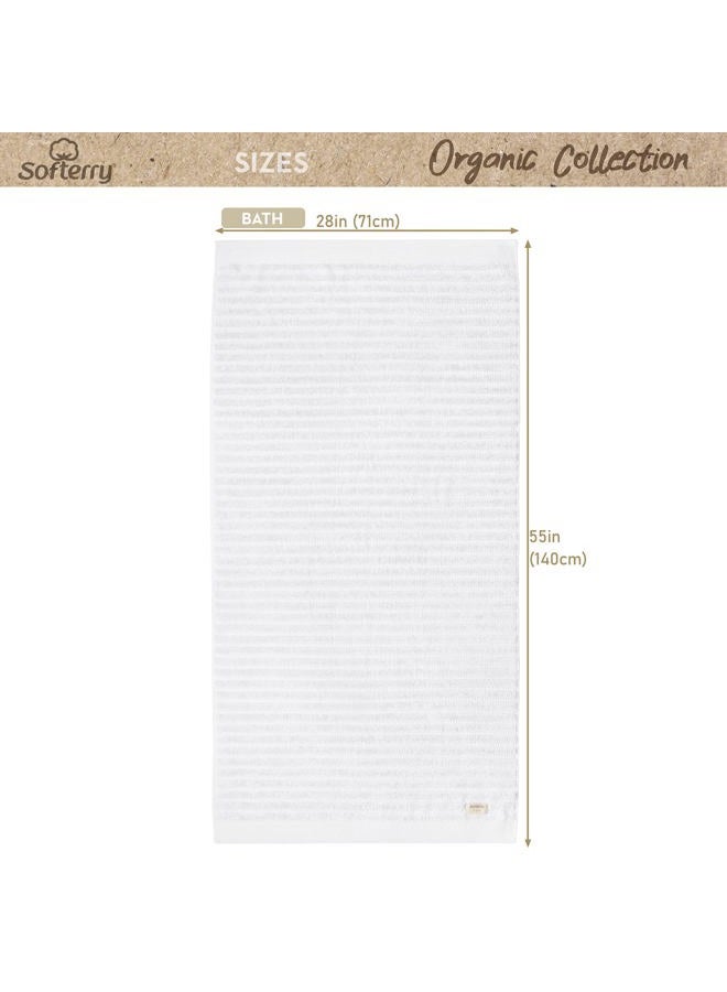 Softerry Pure Organic Cotton Bath Towel Set - 100% Soft Cotton - Extra Absorbent and Durable - 500 GSM Quick Dry - Luxury Hotel & Spa Quality - Fade Resistant - Eco Friendly (White, Set of 2 Bath) - Image 2