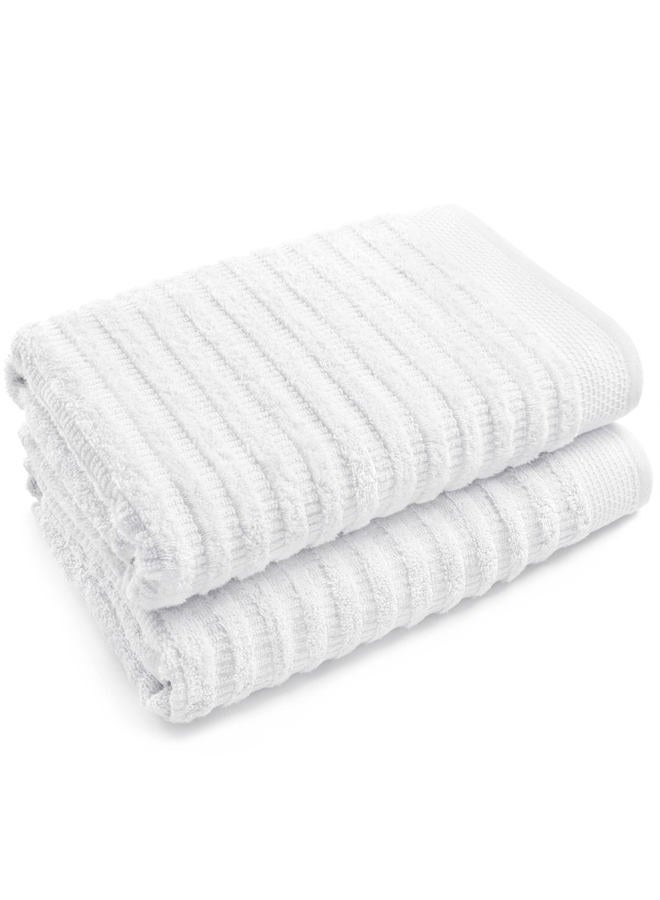Softerry Pure Organic Cotton Bath Towel Set - 100% Soft Cotton - Extra Absorbent and Durable - 500 GSM Quick Dry - Luxury Hotel & Spa Quality - Fade Resistant - Eco Friendly (White, Set of 2 Bath) - Image 1