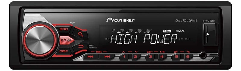 Pioneer MVH-280FD High Power Car Stereo with RDS tuner, USB and Aux-In. Supports iPod/iPhone Direct Control and Android.