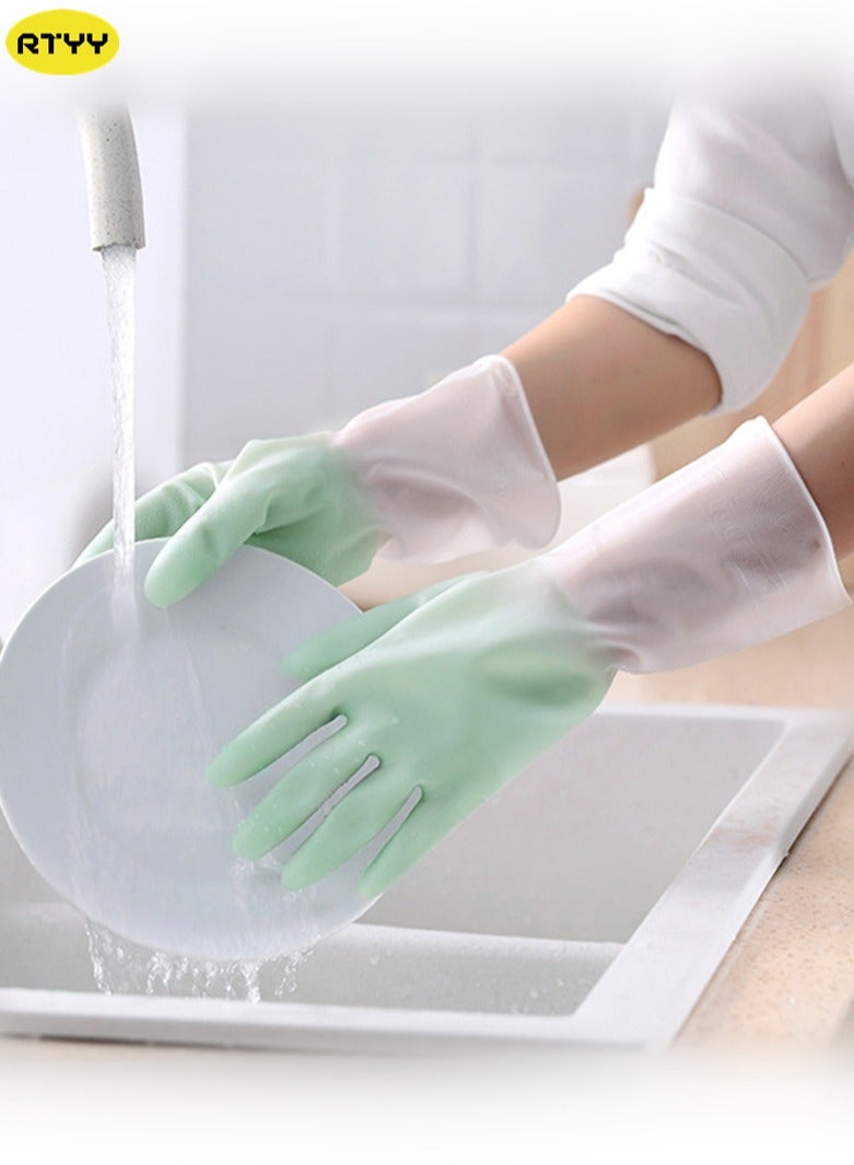 Multifunctional Kitchen Dishes Cleaning Waterproof Long Sleeved Skin Care Gloves Dishwashing Gloves Rubber Cleaning Gloves for Household Non Slip Household Cleaning Gloves - Image 1