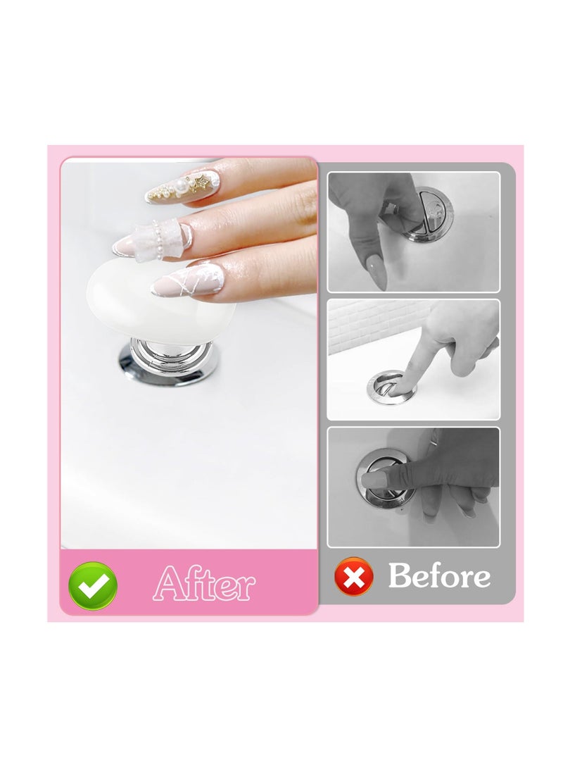 Toilet Button Push Tool, 5 PCS Love Heart Shaped Toilet Tank Button Helper, White Toilet Tank Button Aid, Toilet Flush Press Button for Women Manicures, Toilet Lid Tank Covers Drawer Knobs Decor  - Image 2