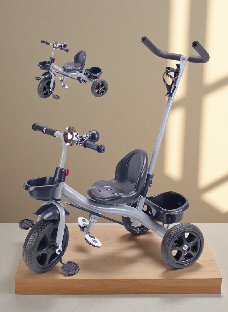 إيزي فيتشور دراجة ثلاثية العجلات للأطفال من إيزي فيوتشر مزودة بمقبض دفع للوالدين وسلة تخزين (رمادي، أحمر، وردي، يمكن الاختيار) - Image 1