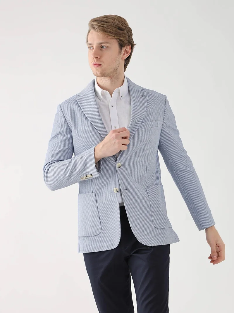 دوفي Indigo Men's Slim Fit Mono Collar Jacket