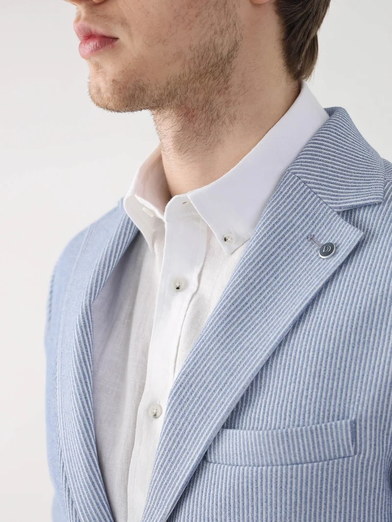 دوفي Indigo Men's Slim Fit Mono Collar Jacket