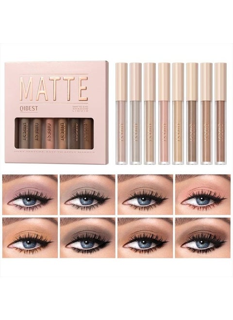 8 Colors Liquid Matte Eyeshadow Set Nude Black Smokey Eyeshadow Cream Eyeshadow Primer Waterproof Quick Drying Eye Brightener Highlighter Blusher Eye Shadow Makeup