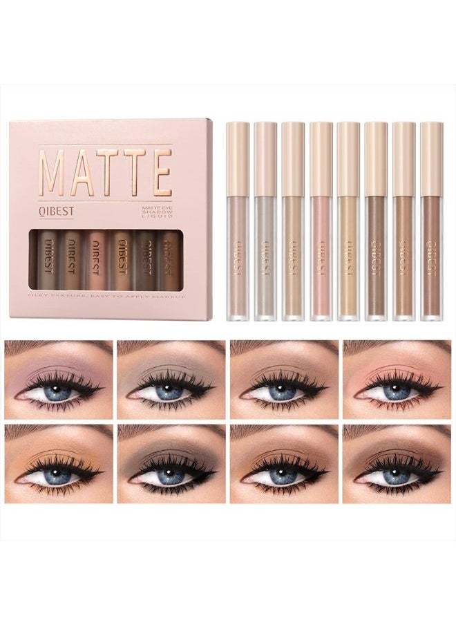 Bestland - 8 Colors Liquid Matte Eyeshadow Set Nude Black Smokey Eyeshadow Cream Eyeshadow Primer Waterproof Quick Drying Eye Brightener Highlighter Blusher Eye Shadow Makeup - Image 1
