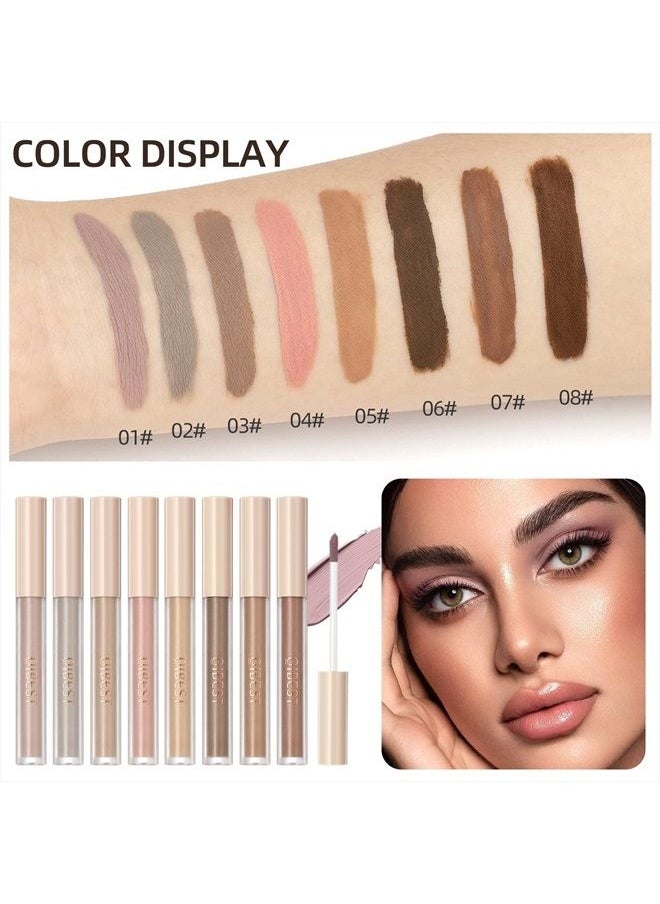 Bestland - 8 Colors Liquid Matte Eyeshadow Set Nude Black Smokey Eyeshadow Cream Eyeshadow Primer Waterproof Quick Drying Eye Brightener Highlighter Blusher Eye Shadow Makeup - Image 1