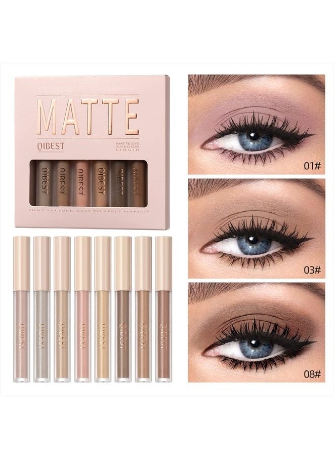 Bestland - 8 Colors Liquid Matte Eyeshadow Set Nude Black Smokey Eyeshadow Cream Eyeshadow Primer Waterproof Quick Drying Eye Brightener Highlighter Blusher Eye Shadow Makeup - Image 1