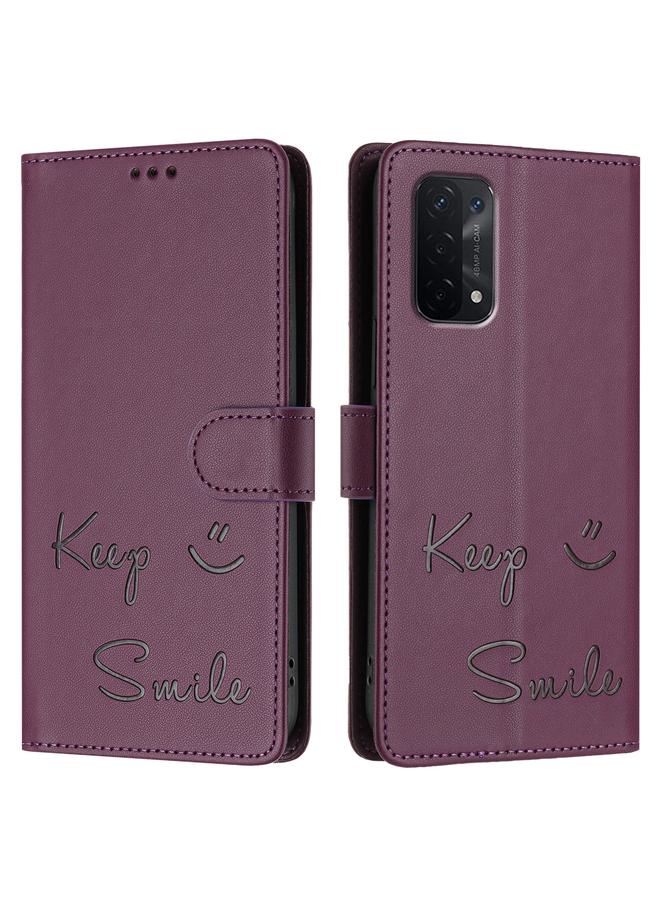 S-TOP Case For OPPO A77 5G / A97 5G Smile Embossing RFID Leather Phone Case - Image 3