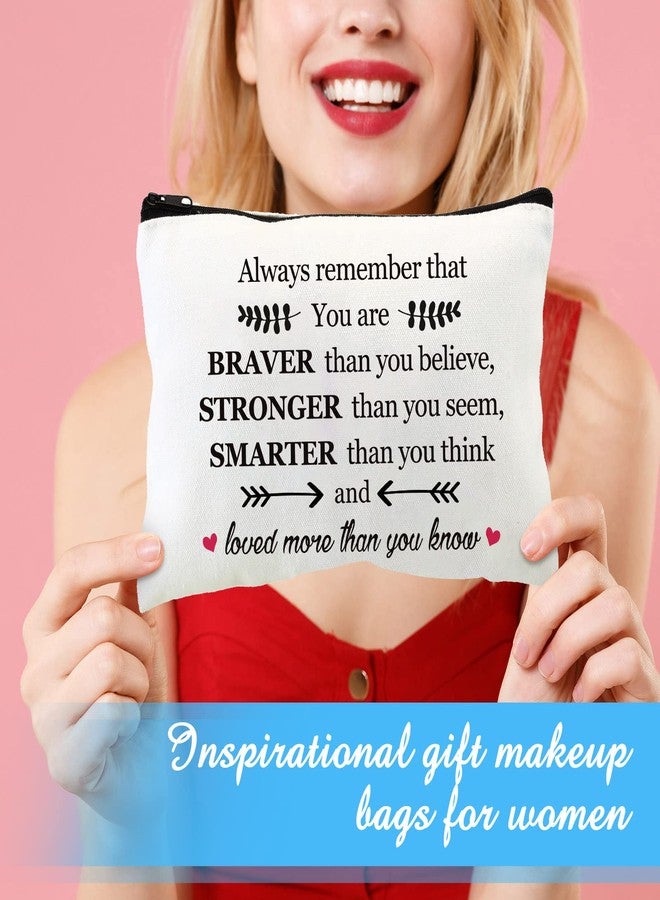 Saintrygo 14 Pieces Inspirational Gifts for Women Positive Makeup Bags Christmas Thanksgiving Always Remember You Are Braver Than You Think Encouragement Birthday Friendship Gift for Friend Mom Sister - Image 5