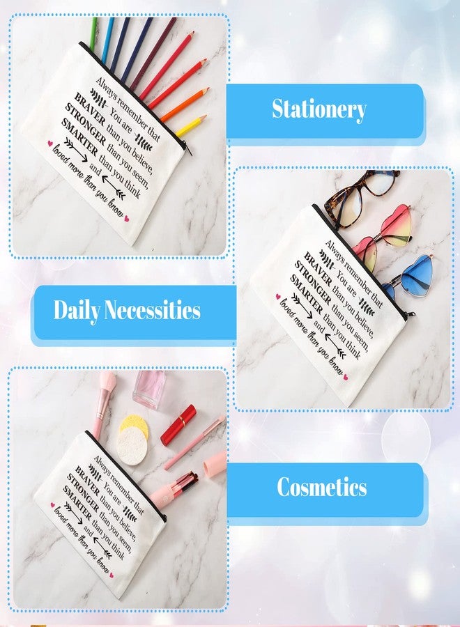 Saintrygo 14 Pieces Inspirational Gifts for Women Positive Makeup Bags Christmas Thanksgiving Always Remember You Are Braver Than You Think Encouragement Birthday Friendship Gift for Friend Mom Sister - Image 3