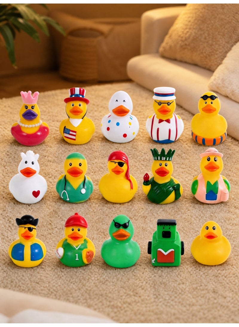 15-piece colorful random duck set, mixed colorful cute holiday bath toys, squeaky floating ducks, perfect for classroom rewards and holiday decorations. - Image 3