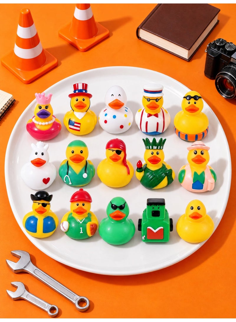 15-piece colorful random duck set, mixed colorful cute holiday bath toys, squeaky floating ducks, perfect for classroom rewards and holiday decorations. - Image 2