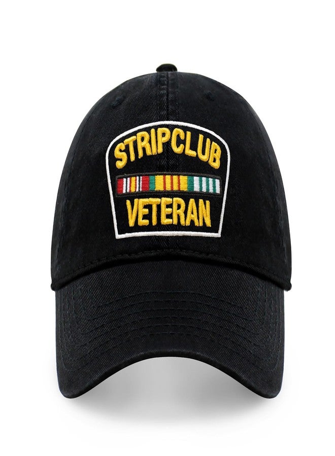 CHOK.LIDS Strip Club Veteran Dad hat Pre Curved Visor Cotton Ball Cap Baseball Cap PC101 (Black) - Image 1